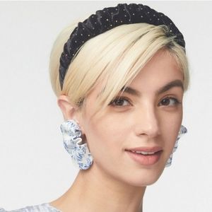 Lele Sadoughi Jet Dotted Black Velvet Kelley Headband New With Tags